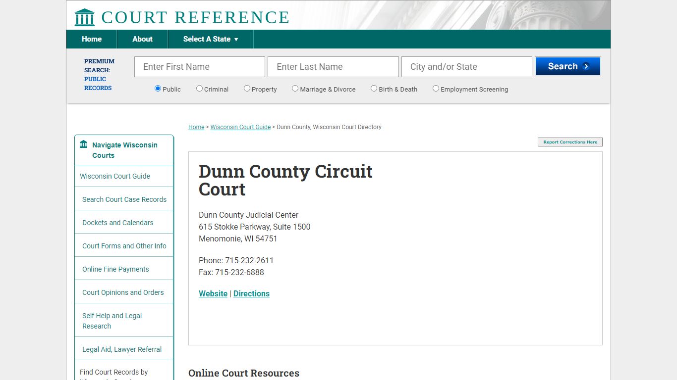 Dunn County Circuit Court - CourtReference.com